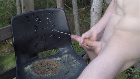 i found a hunting tower to spray with my huge cumshot thumbzilla