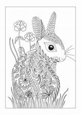 Coloring Rabbit Pages Adult Bunny Easter Colouring Printable Flowers Choose Board Coloringbay Cute Hare Made March Kids sketch template