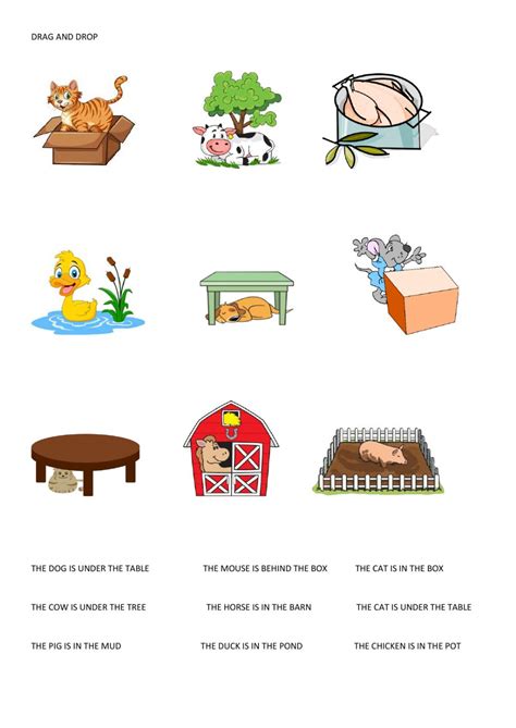 farm animals prepositions worksheet
