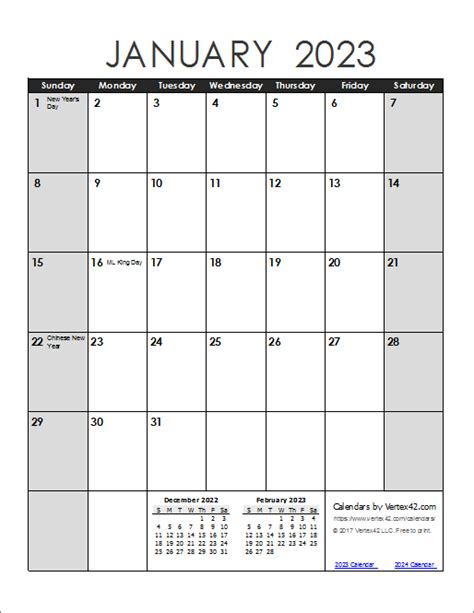 january  monthly calendar printable  month printable calendar