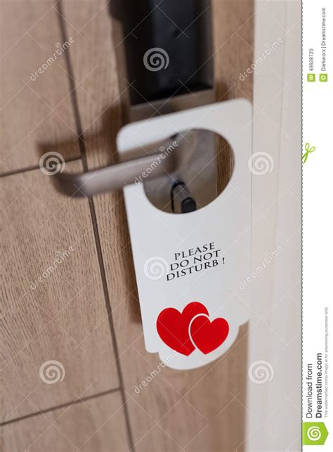 Do Not Disturb Sign At The Door Of Honeymoon Suite Stock