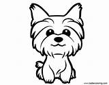 Yorkie Coloring Pages Cute Drawing Line Printable Yorkshire Dog Terrier Puppy Puppies Kids Draw Easy Drawings Teacup Dogs Sheets Silhouette sketch template