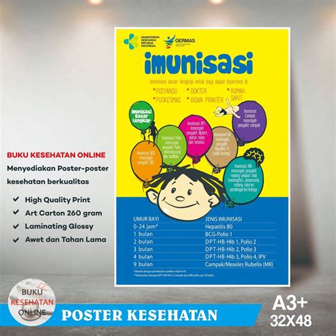 poster kesehatan imunisasi bayi laminating glossy shopee indonesia