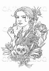 Coloring Pages Addams Family Printable Halloween Wednesday Colouring Macabre Skull Girl Girls Adult Flowers Line Etsy sketch template