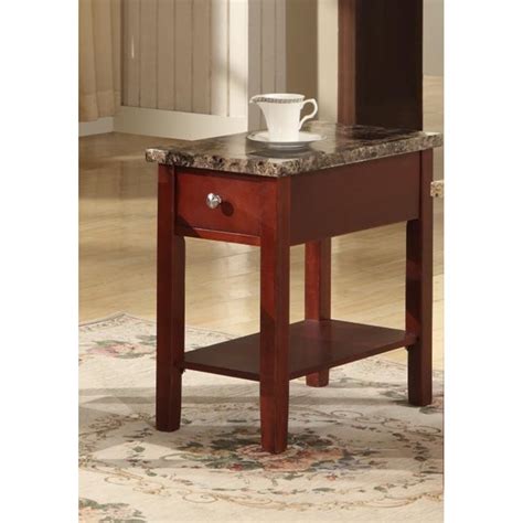 gtu furniture faux marble top drawer wood sideend table   colors