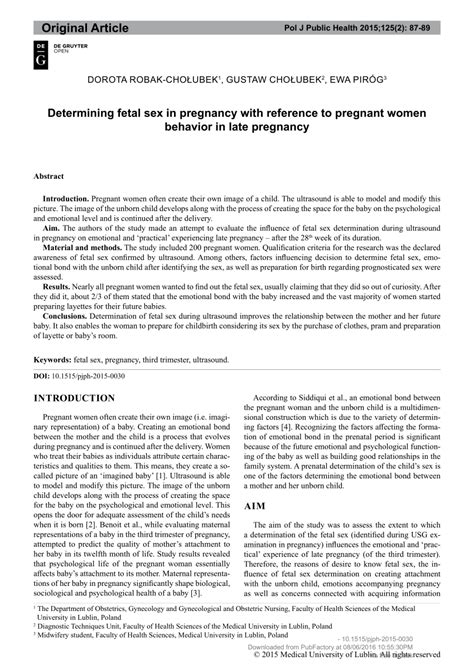 pdf determining fetal sex in pregnancy with reference to pregnant