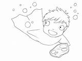 Coloring Ponyo Pages Susuke Goldfish Magical Tale Boy His Template Trulyhandpicked Prints sketch template