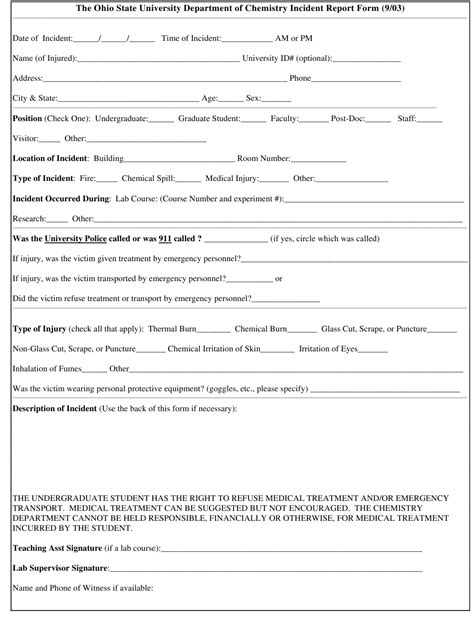 incident report form ohio state university download printable pdf