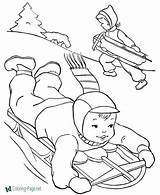 Winter Coloring Pages Sledding sketch template