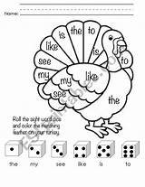 Sight Turkey Word Worksheets Worksheet Thanksgiving Preview Vocabulary sketch template