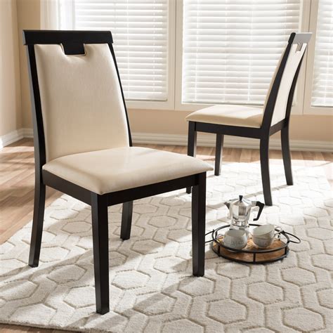baxton studio contemporary beige faux leather dining chair set