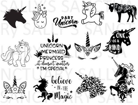 unicorn bundle svg  cricutsilhouette etsy hand lettered print