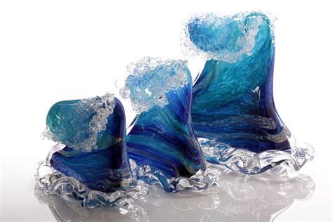 Crashing Waves By Benjamin Silver Art Glass Sculpture