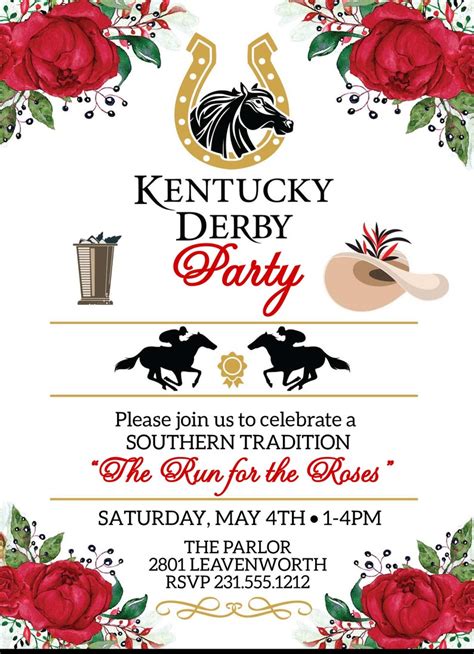 kentucky derby invitation instant  corjl template etsy