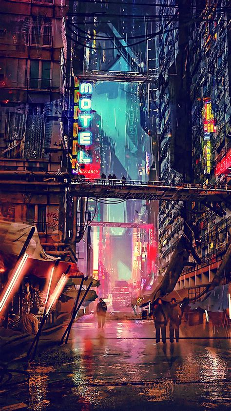 sci fi cyberpunk city  ultra hd mobile wallpaper