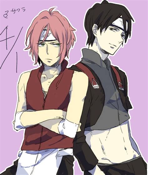 sai and genderbent sakura naruto shippuden i d watch this though isnt sai a guy in the show