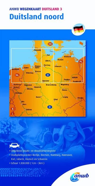 wegenkaart landkaart  duitsland noord anwb media  reisboekwinkel de zwerver