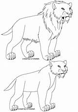 Smilodon Cheetah Linearts sketch template