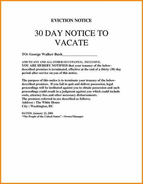 day eviction notice form awesome  day eviction notice template