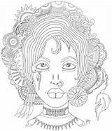 Coloring Woman Pages Adults Mandalas Zen Stress Anti Axelle Mandala Surrounded Feathers Several Elegant Hair Her sketch template
