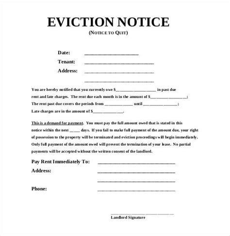 sample eviction notice letter    letter template collection