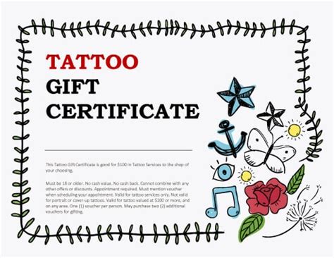 tattoo gift certificate template  templates  templates