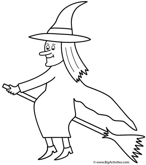 witch  broom coloring page halloween