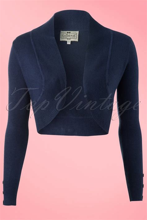 jean knitted bolero  navy outfits mode stijl vintage kleding