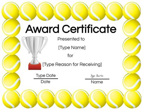 printable tennis awards certificates printable word searches