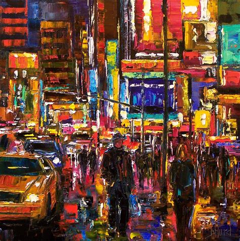 debra hurd original paintings  jazz art cityscape  york city times square abstract urban