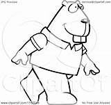 Beaver Upright Walking Wearing Shirt Clipart Cartoon Cory Thoman Outlined Coloring Vector 2021 sketch template