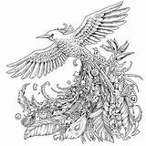 Coloring Pages Phoenix Bird Colouring Adult Animals Feather Para Printable Rosanes Kerby Adults Animales Colorear Mandalas Book Grown Difficult Ups sketch template