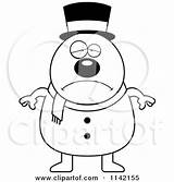 Snowman Cartoon Pudgy Depressed Clipart Cory Thoman Outlined Coloring Vector Illustration Royalty Plump Walking sketch template