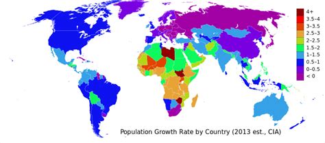 Population Growth Rate By Country [source Wikipedia] Download