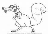 Ice Age Scrat Draw Drawing Step Squirrel Cartoon Drawingtutorials101 Learn Previous Next sketch template