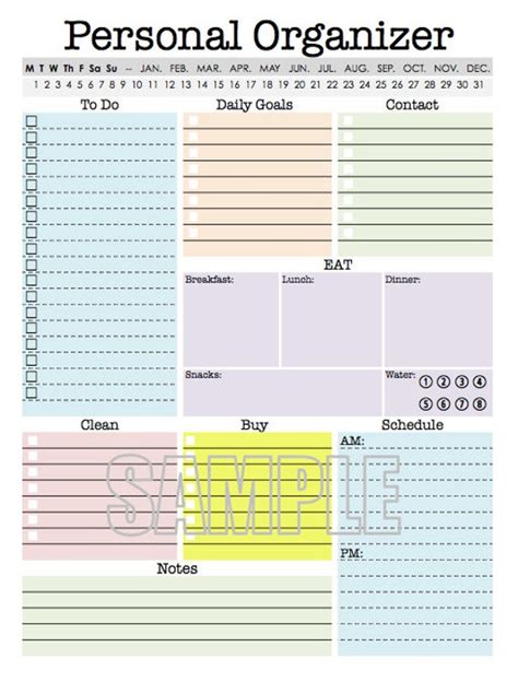 personal organizer editable daily planner weekly planner