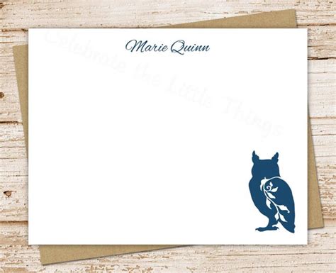 personalized notecard set owl note cards  celebratelilthings
