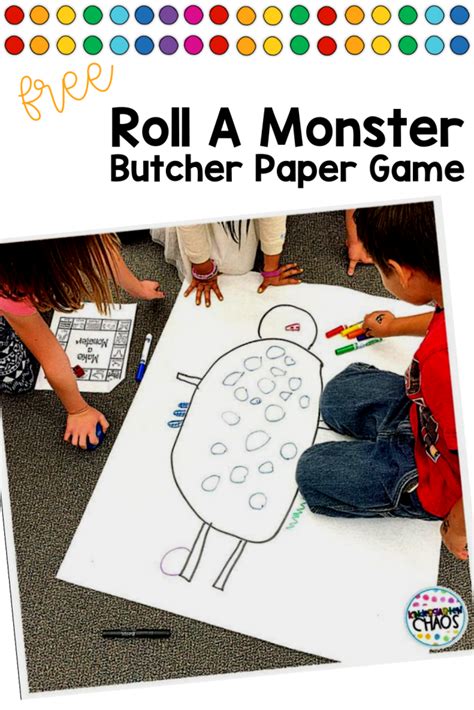 printable roll  monster game freebie kindergarten chaos