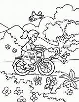 Coloring Bike Riding Bicycle Pages Girl Kids Spring Comments sketch template