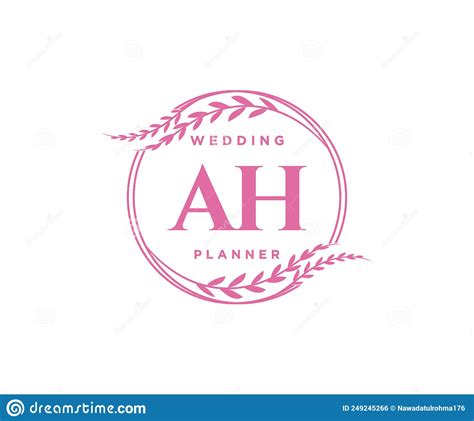 ah initials letter wedding monogram logos collection hand drawn modern minimalistic  floral