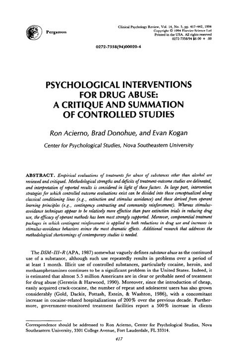 psychological interventions  drug abuse  critique