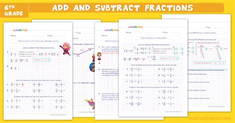 mixed fraction addition  subtraction worksheets vinicnatal