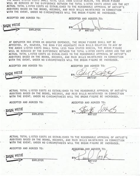 Sex Pistols 1977 Band Signed Concert Contracts