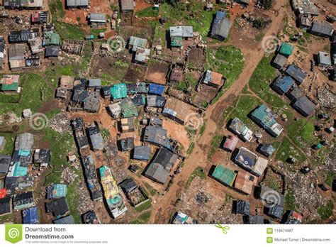 overhead view   income tin shack housing  urban area editorial photography image