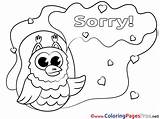 Sorry Coloring Sheets Owl Sheet Cards Title sketch template