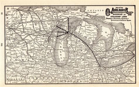 antique ann arbor railroad map menominee  gladstone etsy