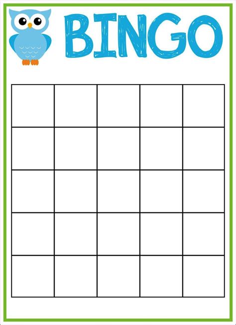 blank bingo template printable  calendar printable