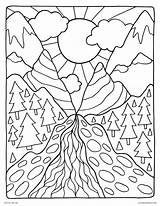 Coloring Pages Landscape Mountain Nature Adults Scene Earth Erosion Detailed Printable Kids Color Scenery Drawing Landscapes Mountains Book Scenes Pass sketch template