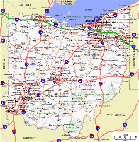 ohio road  county maps