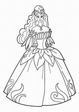 Coloring Pages Princess Dress Girls Flower Printable Print Size Fairy sketch template